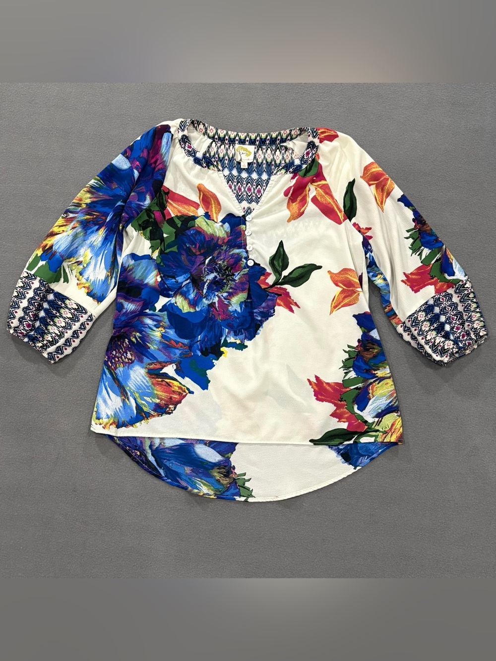 Fig and Flower Floral 3/4 Sleeve Blouse Women’s Size S